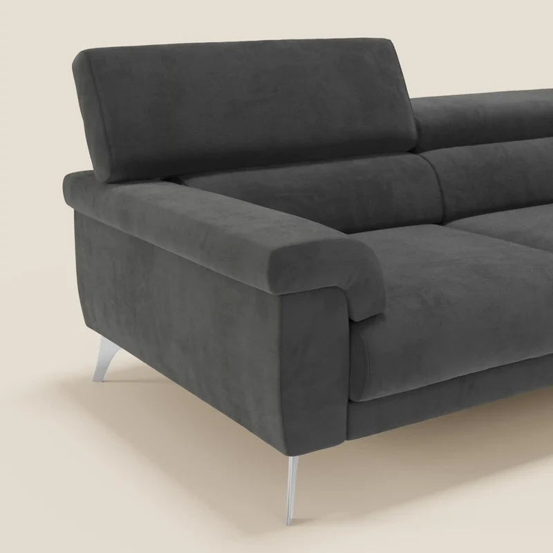Raffaello Canapé avec assises coulissantes et têtières inclinables en microfibre détachable T11 noir