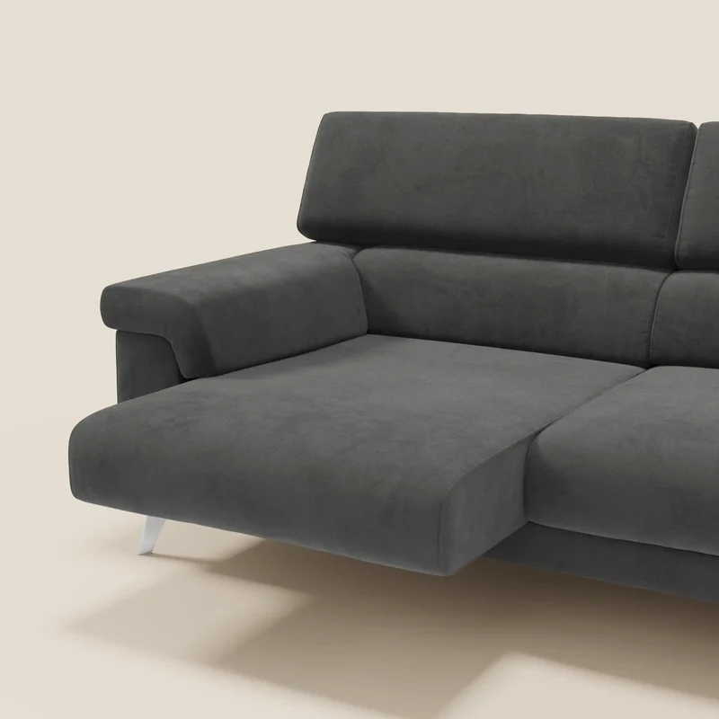 Raffaello Canapé avec assises coulissantes et têtières inclinables en microfibre détachable T11 noir