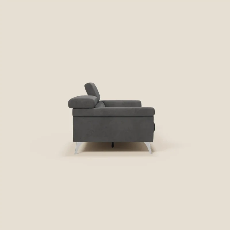 Raffaello Canapé avec assises coulissantes et têtières inclinables en microfibre détachable T11 noir