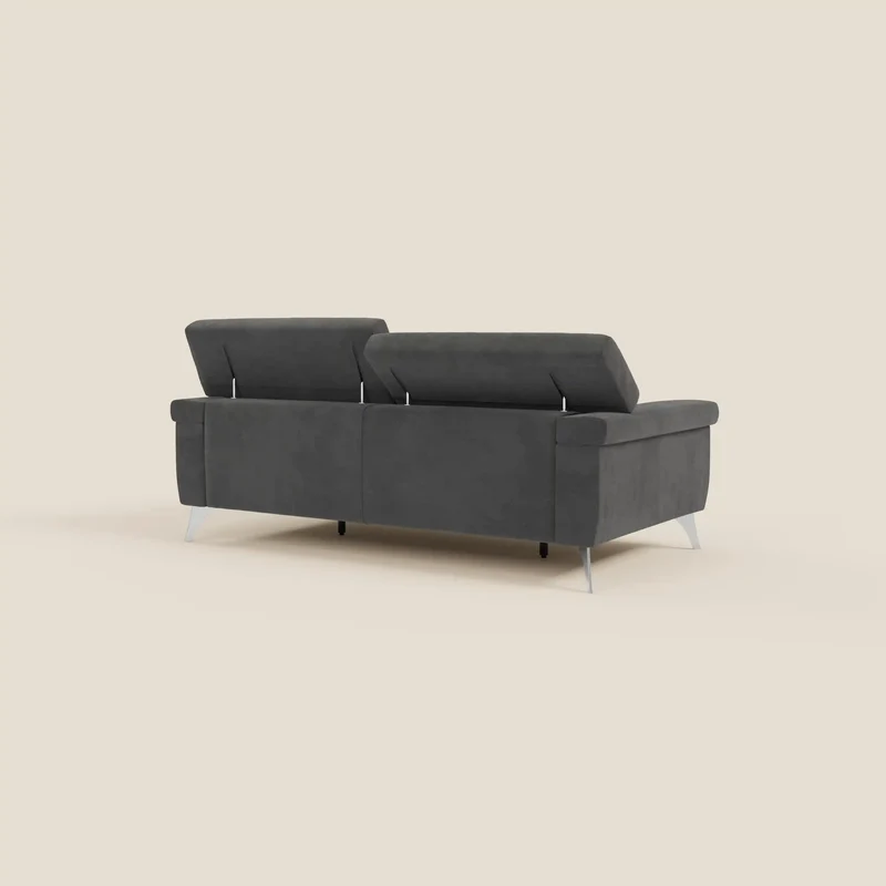 Raffaello Canapé avec assises coulissantes et têtières inclinables en microfibre détachable T11 noir