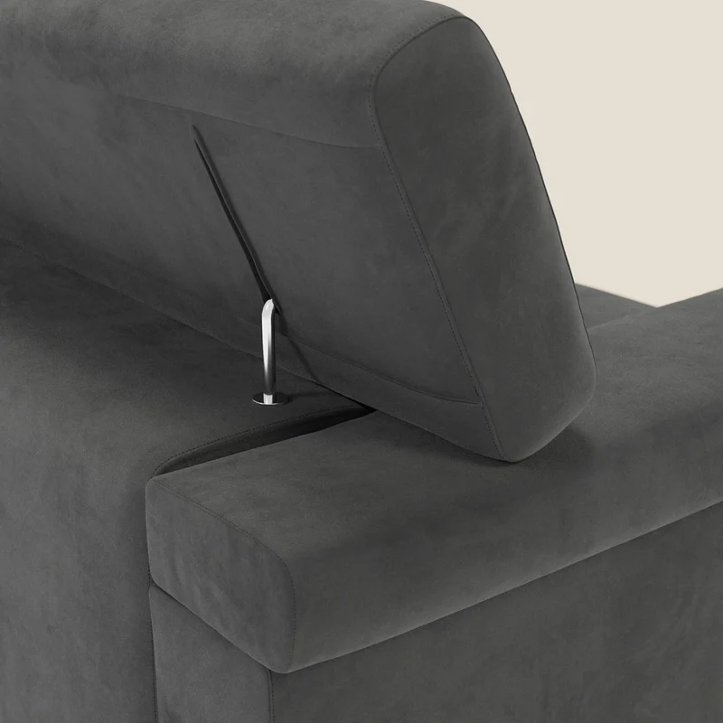 Raffaello Canapé avec assises coulissantes et têtières inclinables en microfibre détachable T11 noir