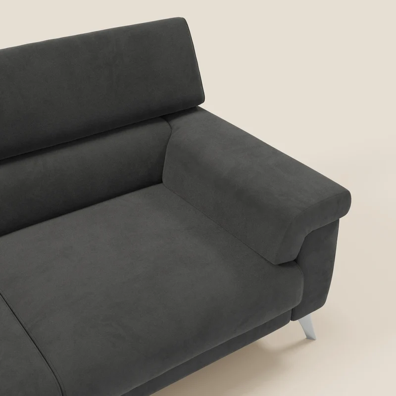 Raffaello Canapé avec assises coulissantes et têtières inclinables en microfibre détachable T11 noir