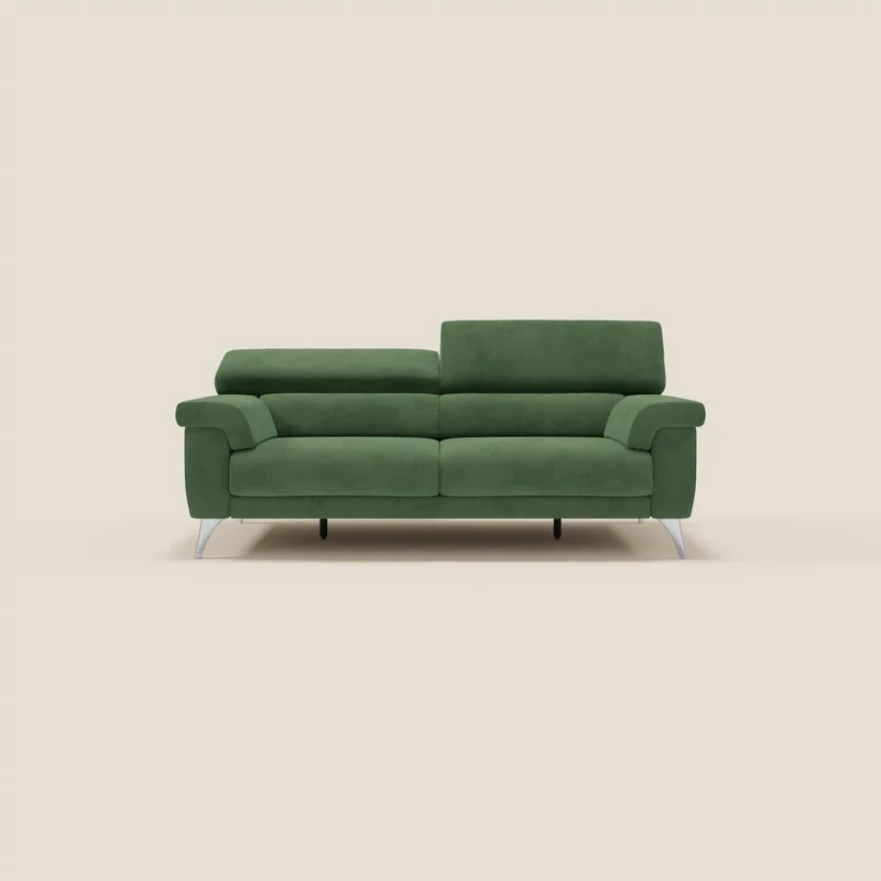Raffaello Canapé avec assises coulissantes et têtières inclinables en microfibre détachable T11 vert