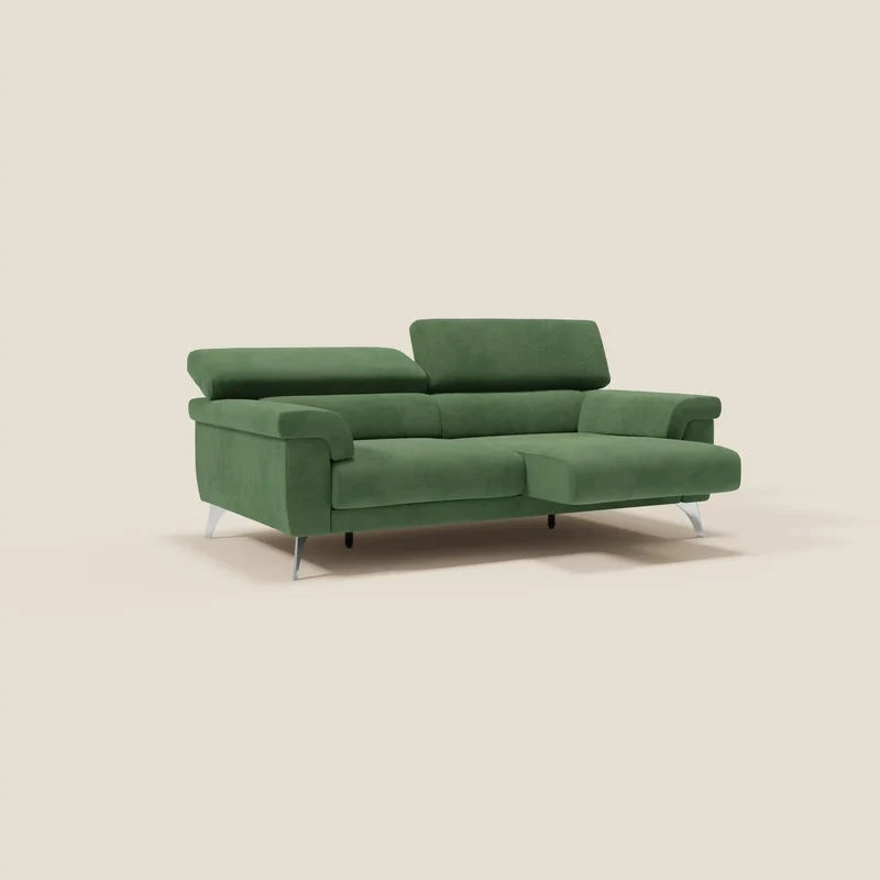 Raffaello Canapé avec assises coulissantes et têtières inclinables en microfibre détachable T11 vert