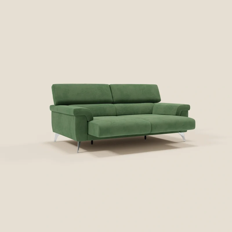 Raffaello Canapé avec assises coulissantes et têtières inclinables en microfibre détachable T11 vert