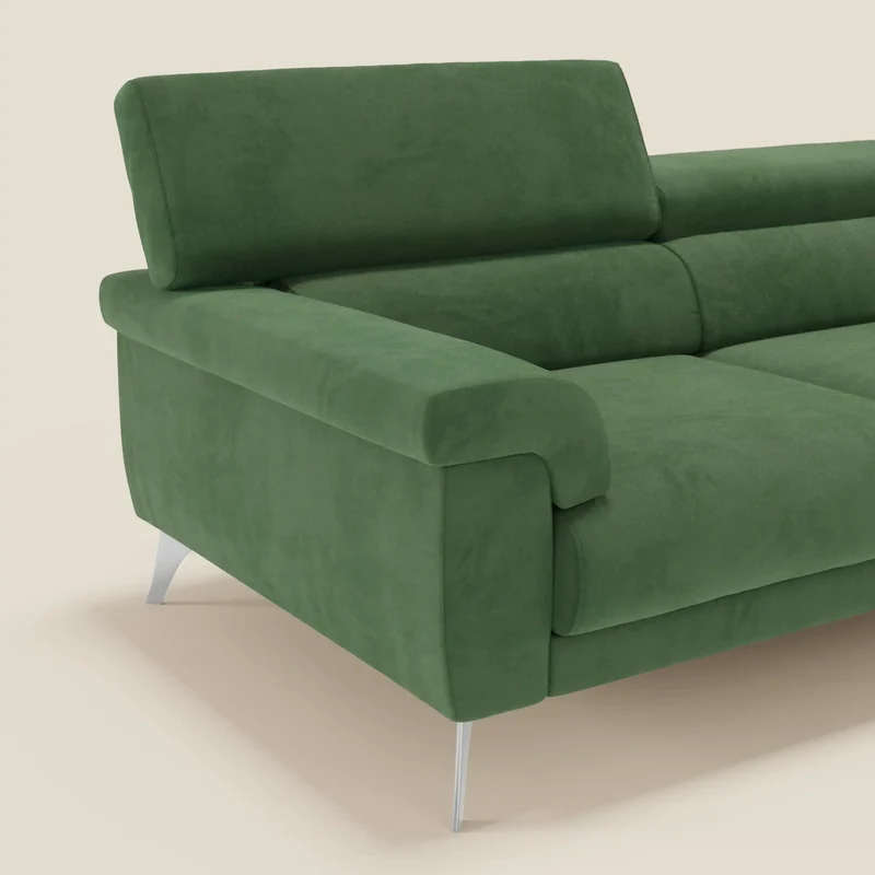 Raffaello Canapé avec assises coulissantes et têtières inclinables en microfibre détachable T11 vert