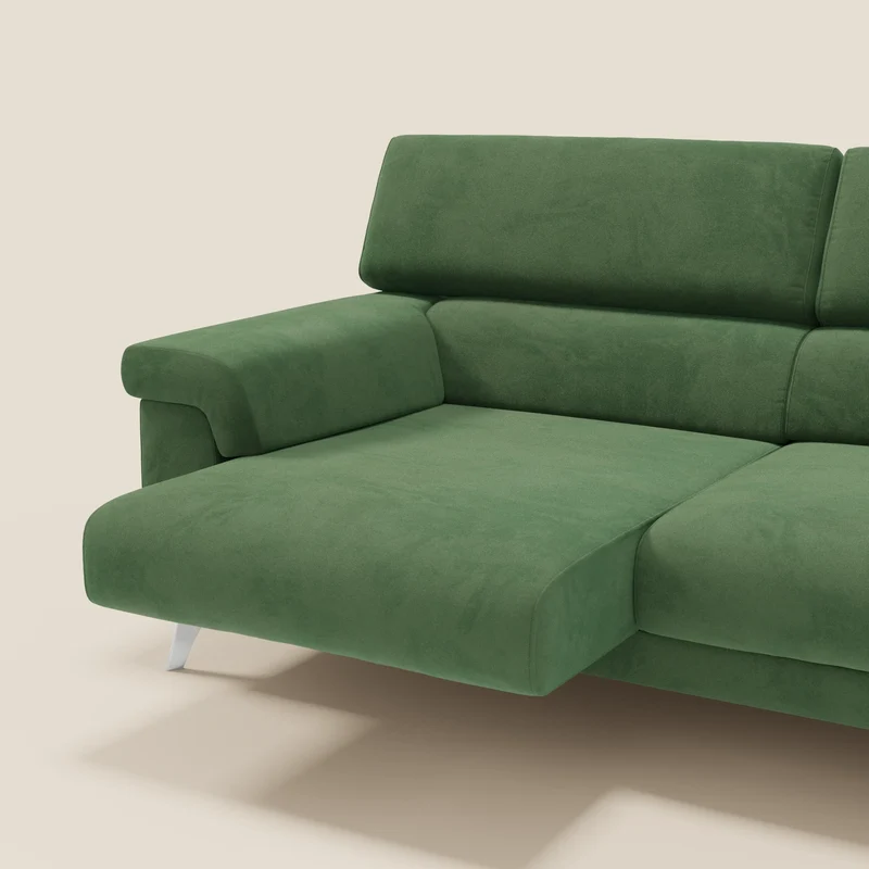 Raffaello Canapé avec assises coulissantes et têtières inclinables en microfibre détachable T11 vert