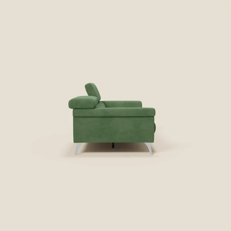 Raffaello Canapé avec assises coulissantes et têtières inclinables en microfibre détachable T11 vert