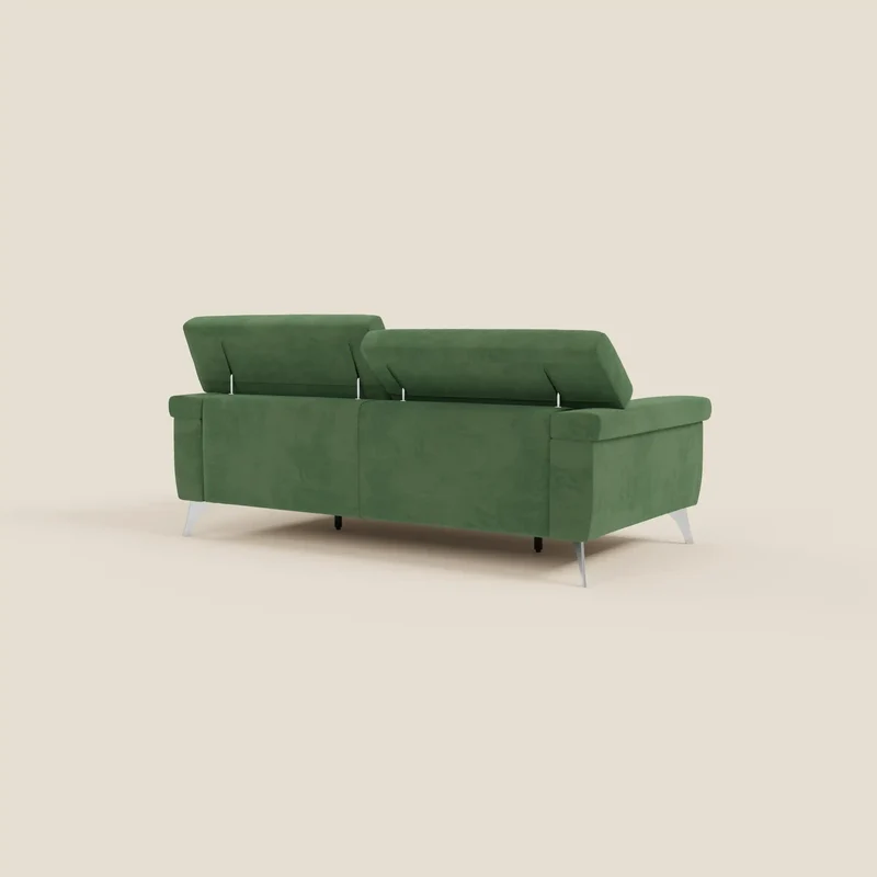 Raffaello Canapé avec assises coulissantes et têtières inclinables en microfibre détachable T11 vert