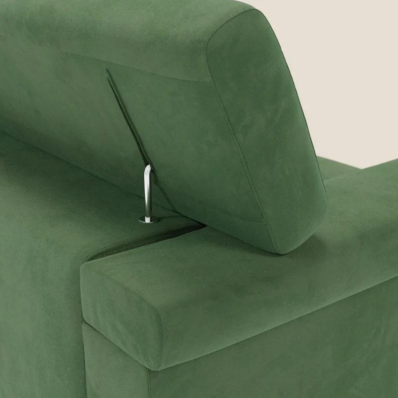 Raffaello Canapé avec assises coulissantes et têtières inclinables en microfibre détachable T11 vert