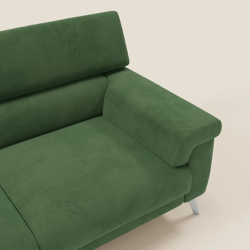 Raffaello Canapé avec assises coulissantes et têtières inclinables en microfibre détachable T11 vert