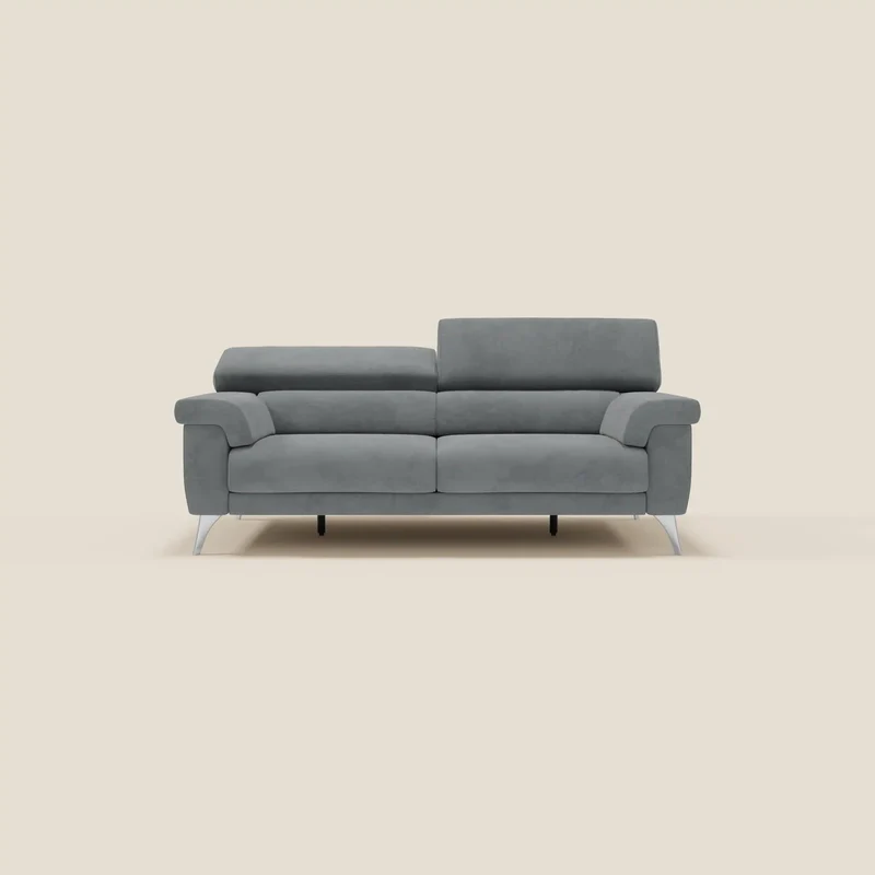 Raffaello Canapé avec assises coulissantes et têtières inclinables en microfibre détachable T11 gris
