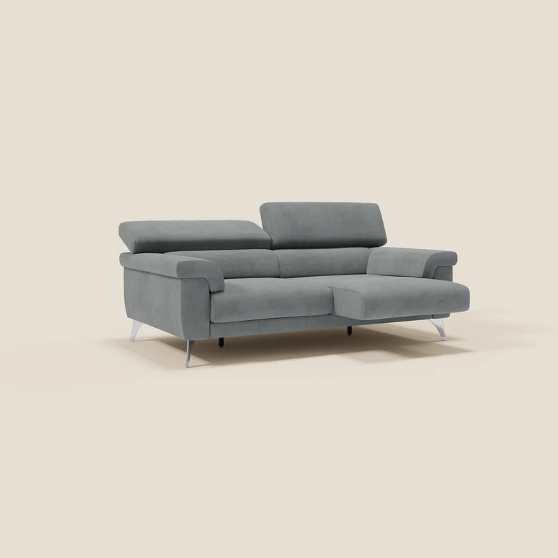 Raffaello Canapé avec assises coulissantes et têtières inclinables en microfibre détachable T11 gris