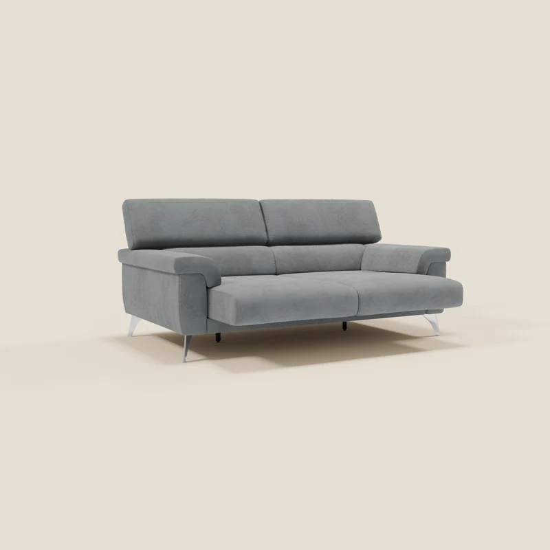 Raffaello Canapé avec assises coulissantes et têtières inclinables en microfibre détachable T11 gris