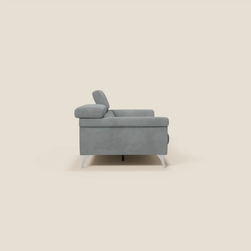 Raffaello Canapé avec assises coulissantes et têtières inclinables en microfibre détachable T11 gris
