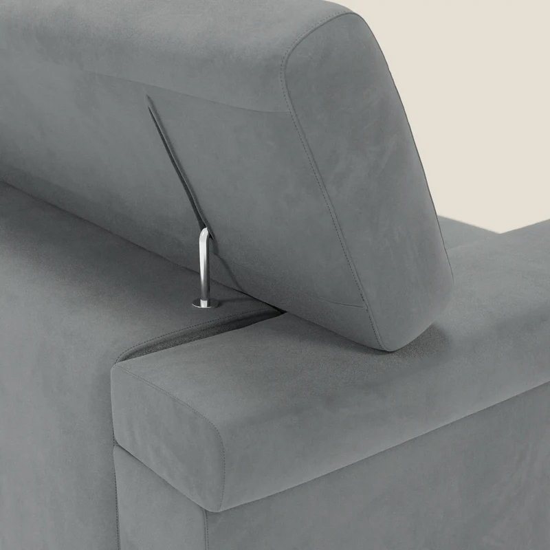 Raffaello Canapé avec assises coulissantes et têtières inclinables en microfibre détachable T11 gris