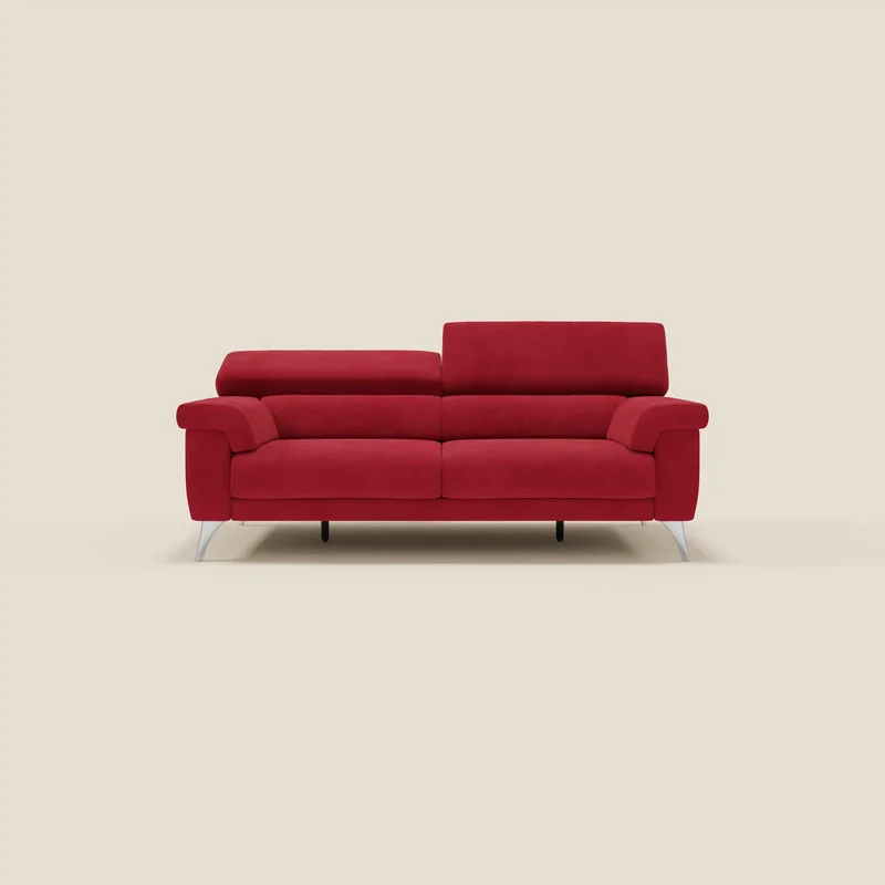Raffaello Canapé avec assises coulissantes et têtières inclinables en microfibre détachable T11 rouge