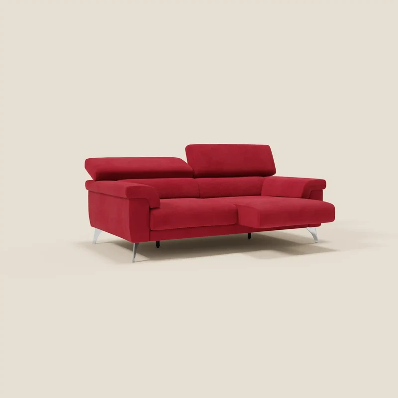 Raffaello Canapé avec assises coulissantes et têtières inclinables en microfibre détachable T11 rouge