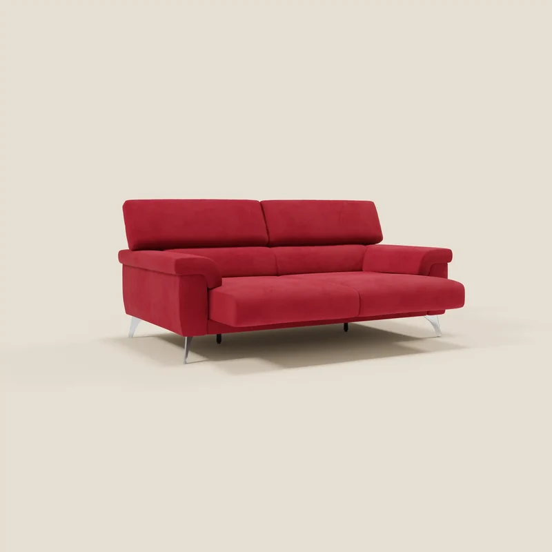 Raffaello Canapé avec assises coulissantes et têtières inclinables en microfibre détachable T11 rouge