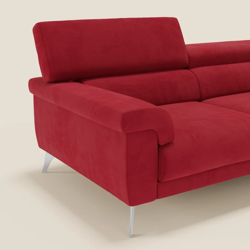 Raffaello Canapé avec assises coulissantes et têtières inclinables en microfibre détachable T11 rouge