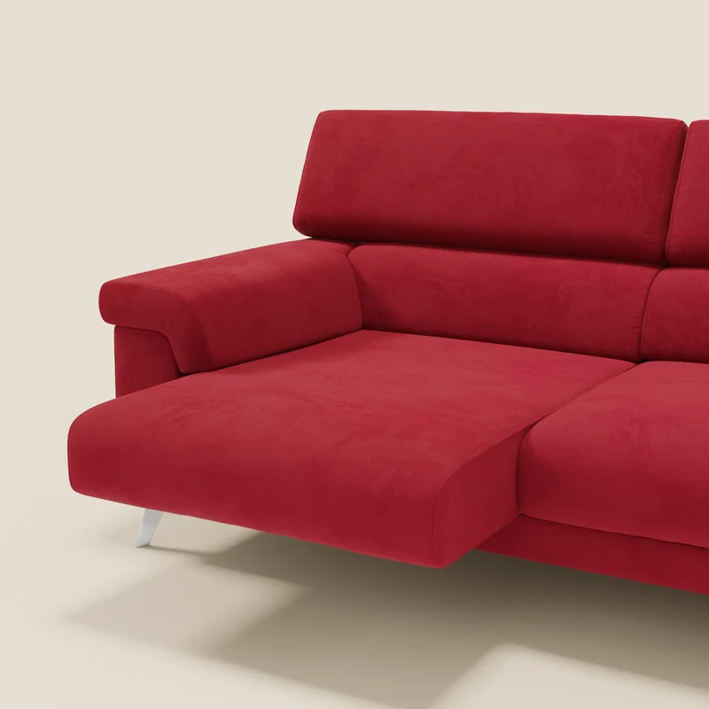 Raffaello Canapé avec assises coulissantes et têtières inclinables en microfibre détachable T11 rouge