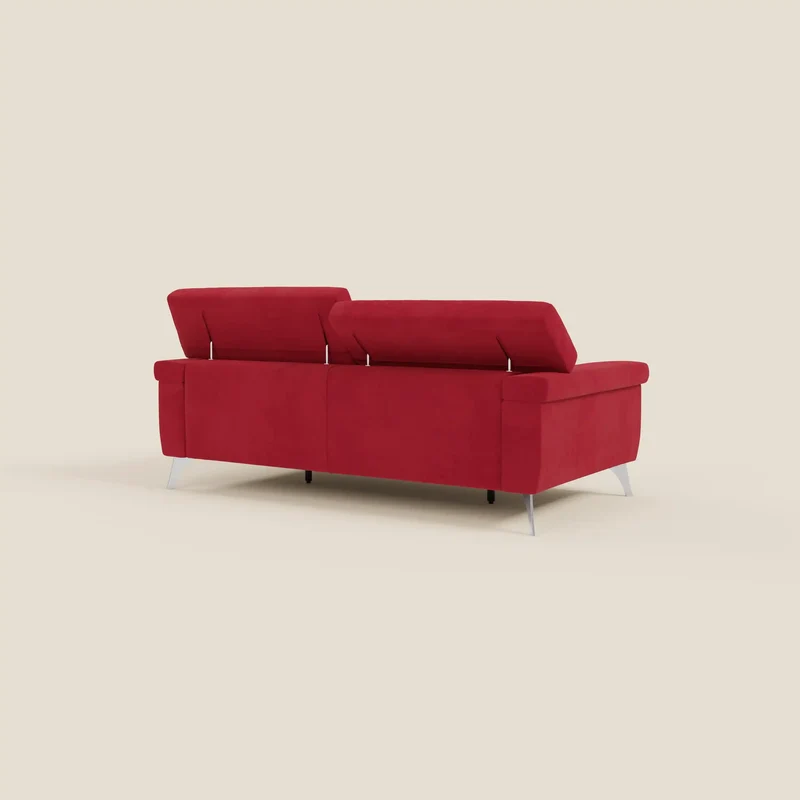 Raffaello Canapé avec assises coulissantes et têtières inclinables en microfibre détachable T11 rouge