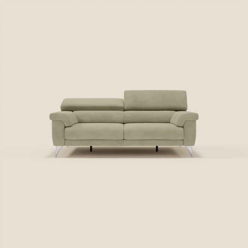 Raffaello Canapé avec assises coulissantes et têtières inclinables en microfibre détachable T11 beige