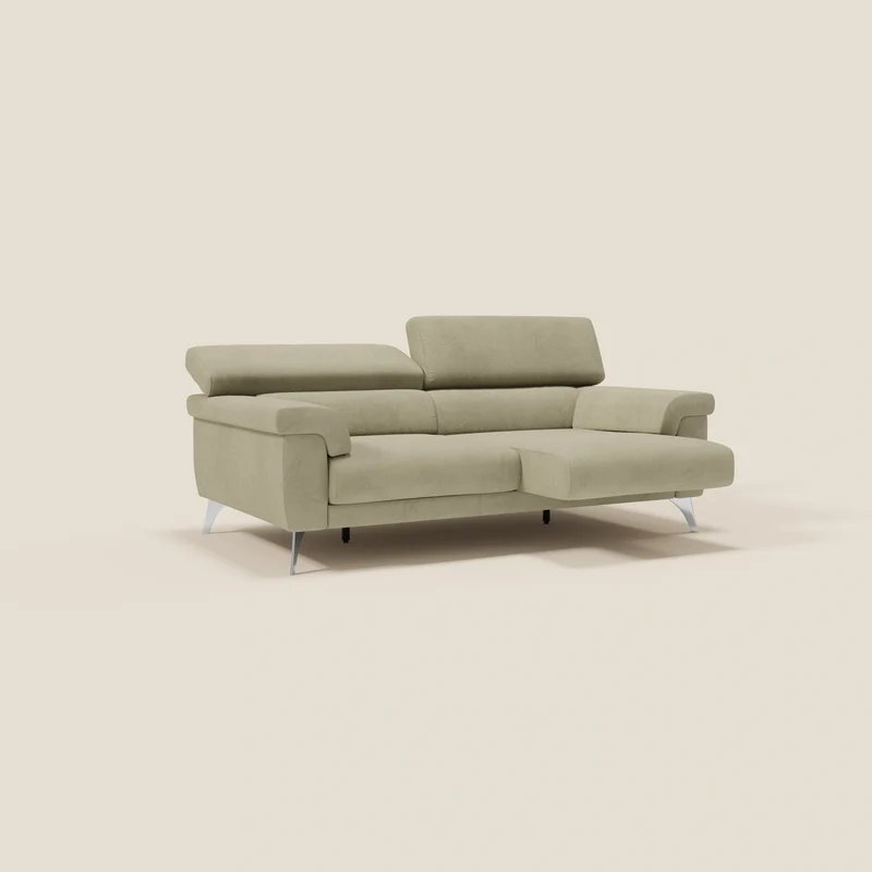 Raffaello Canapé avec assises coulissantes et têtières inclinables en microfibre détachable T11 beige