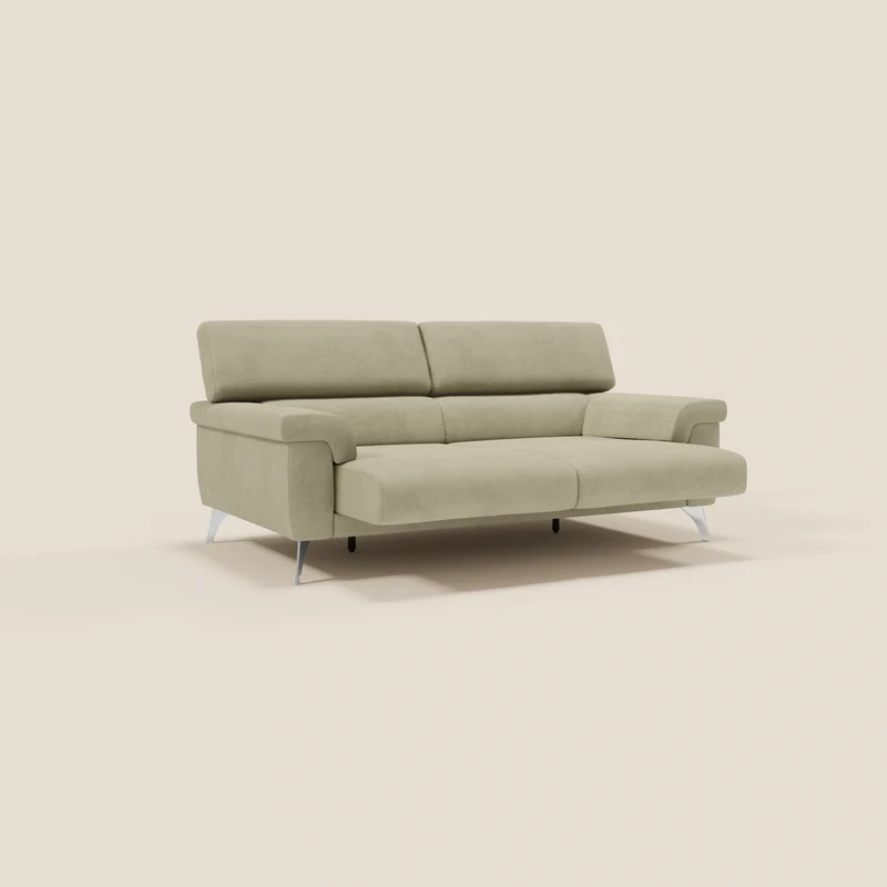 Raffaello Canapé avec assises coulissantes et têtières inclinables en microfibre détachable T11 beige