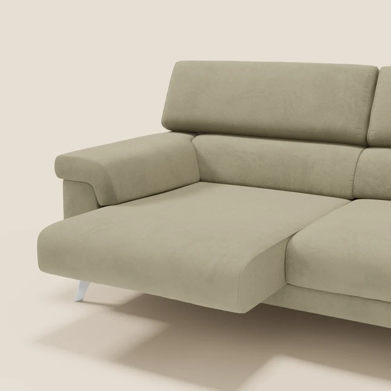 Raffaello Canapé avec assises coulissantes et têtières inclinables en microfibre détachable T11 beige