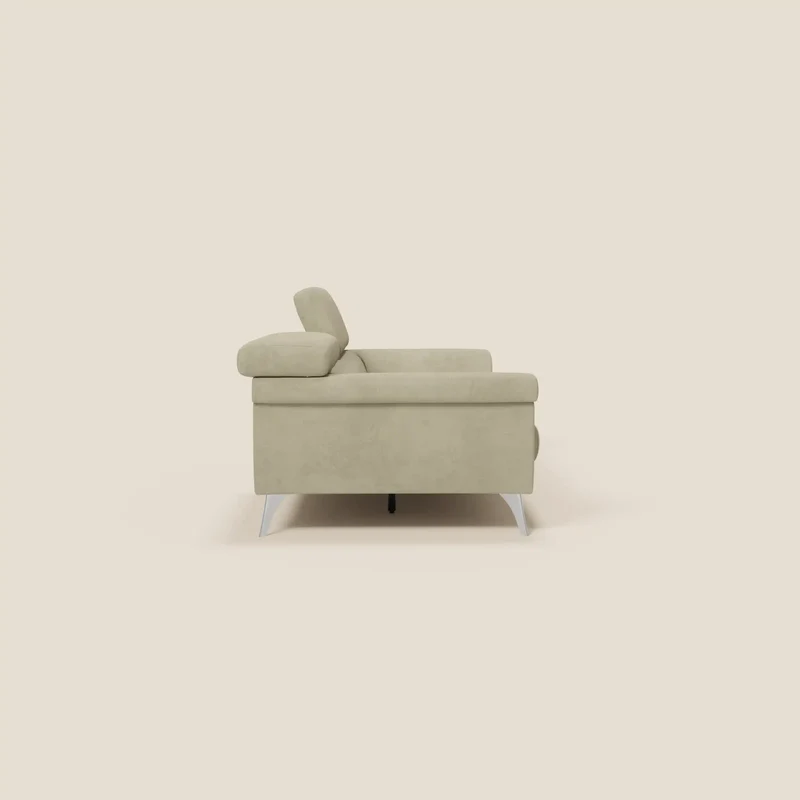 Raffaello Canapé avec assises coulissantes et têtières inclinables en microfibre détachable T11 beige