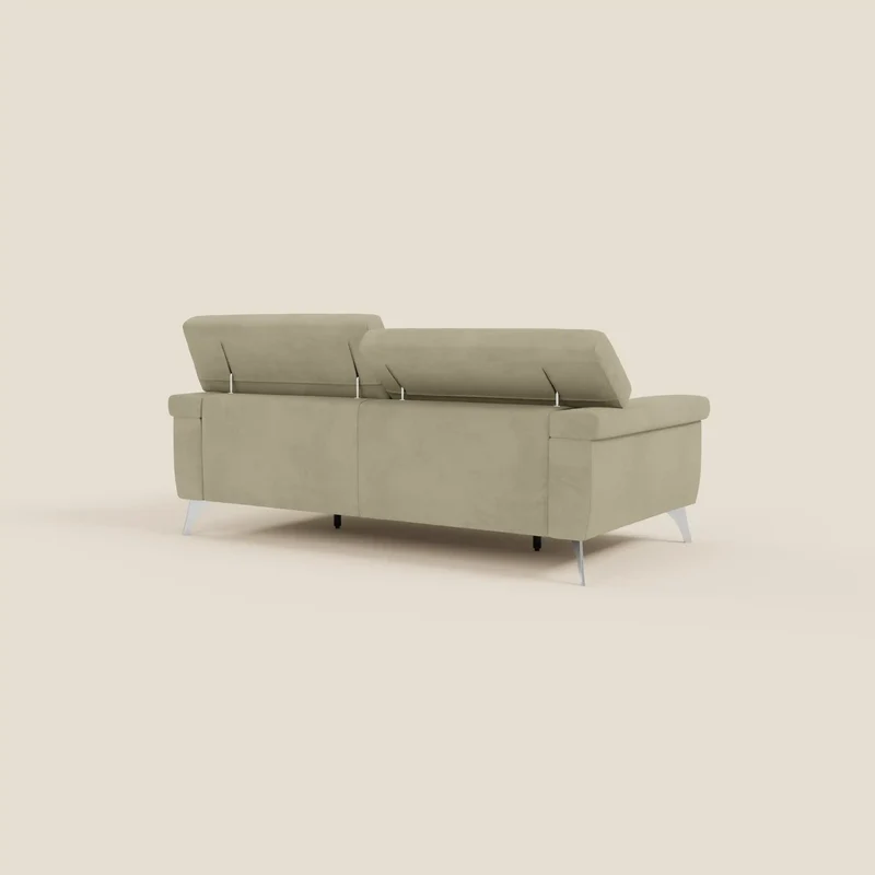 Raffaello Canapé avec assises coulissantes et têtières inclinables en microfibre détachable T11 beige