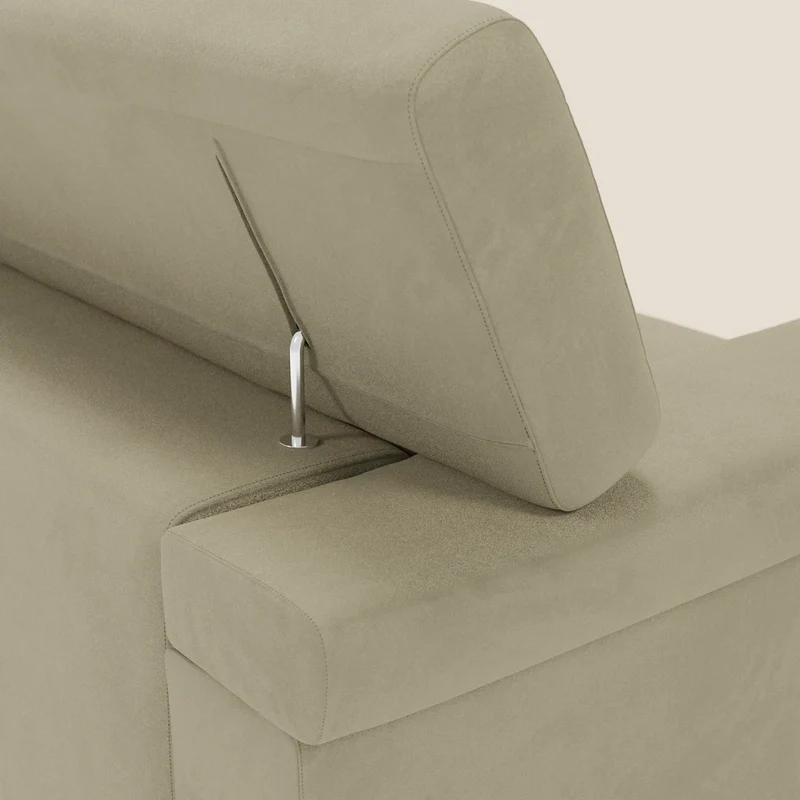 Raffaello Canapé avec assises coulissantes et têtières inclinables en microfibre détachable T11 beige