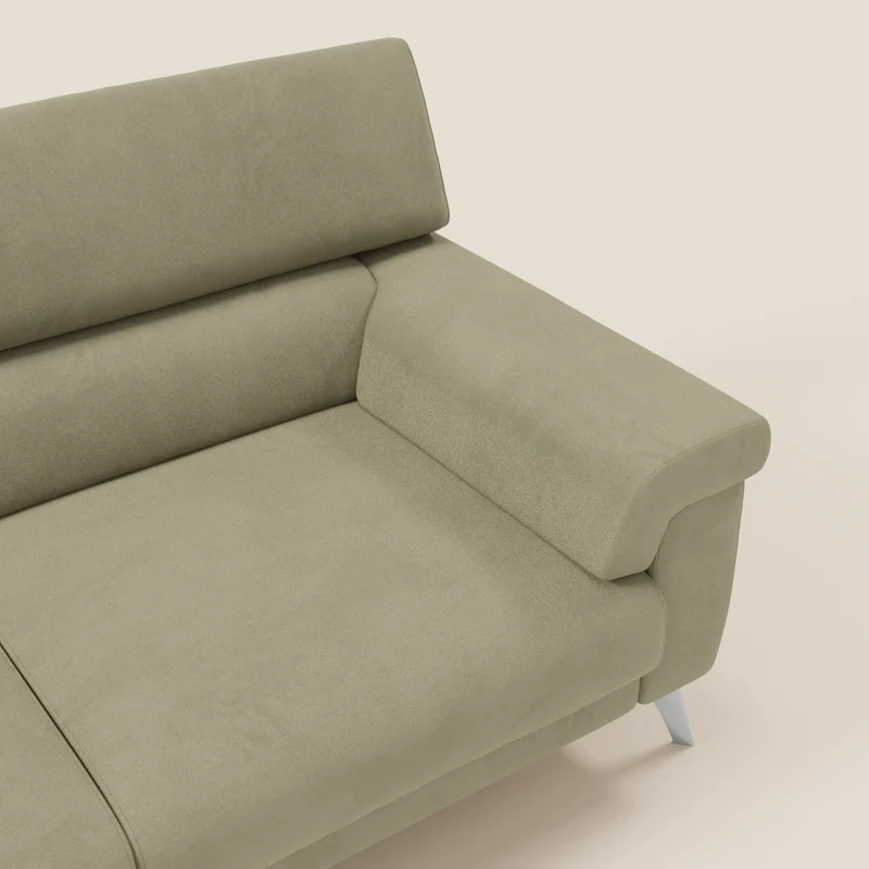 Raffaello Canapé avec assises coulissantes et têtières inclinables en microfibre détachable T11 beige