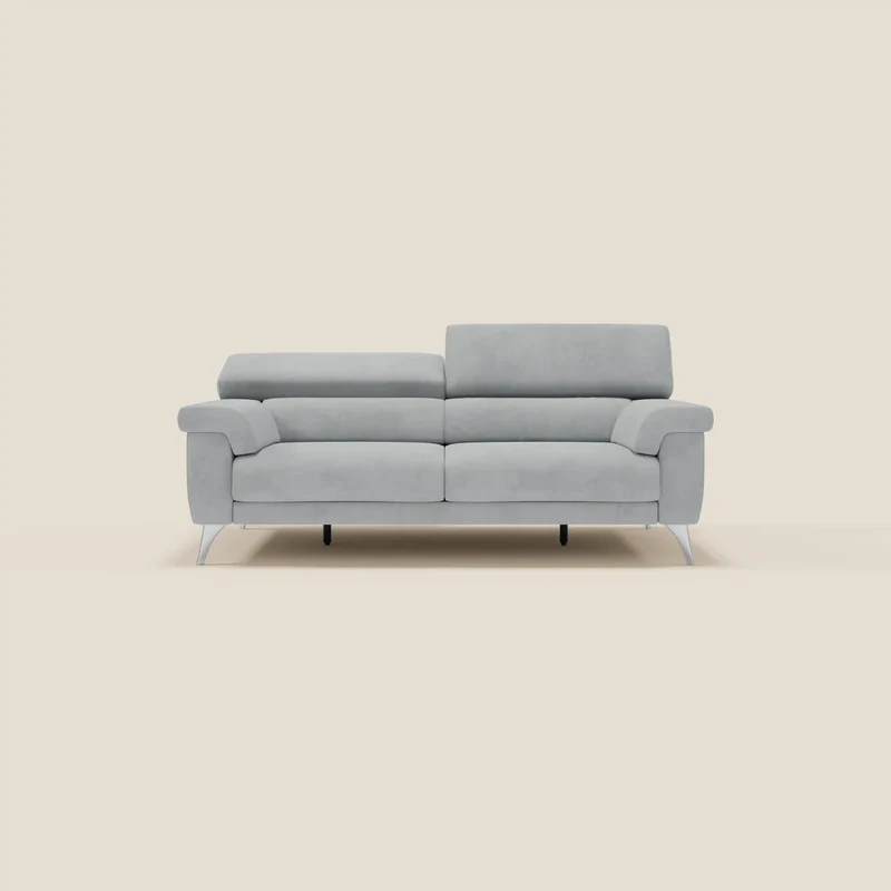 Raffaello Canapé avec assises coulissantes et têtières inclinables en microfibre détachable T11 gris clair