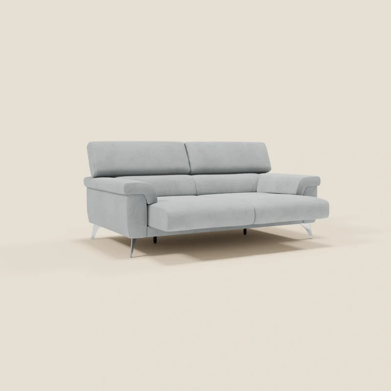 Raffaello Canapé avec assises coulissantes et têtières inclinables en microfibre détachable T11 gris clair