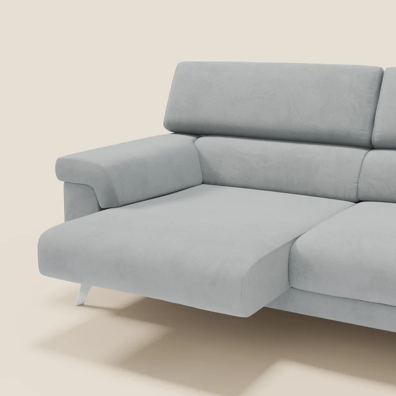 Raffaello Canapé avec assises coulissantes et têtières inclinables en microfibre détachable T11 gris clair