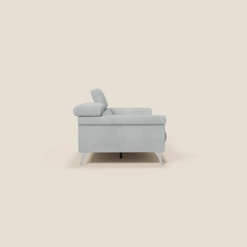 Raffaello Canapé avec assises coulissantes et têtières inclinables en microfibre détachable T11 gris clair
