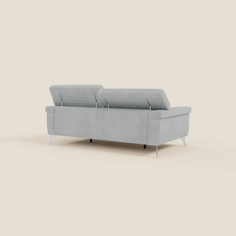 Raffaello Canapé avec assises coulissantes et têtières inclinables en microfibre détachable T11 gris clair