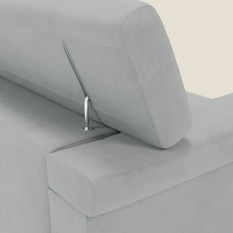 Raffaello Canapé avec assises coulissantes et têtières inclinables en microfibre détachable T11 gris clair
