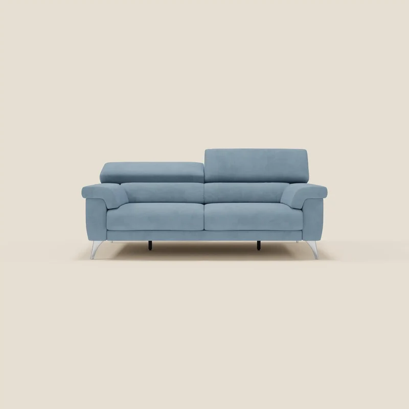 Raffaello Canapé avec assises coulissantes et têtières inclinables en microfibre détachable T11 bleu pastel