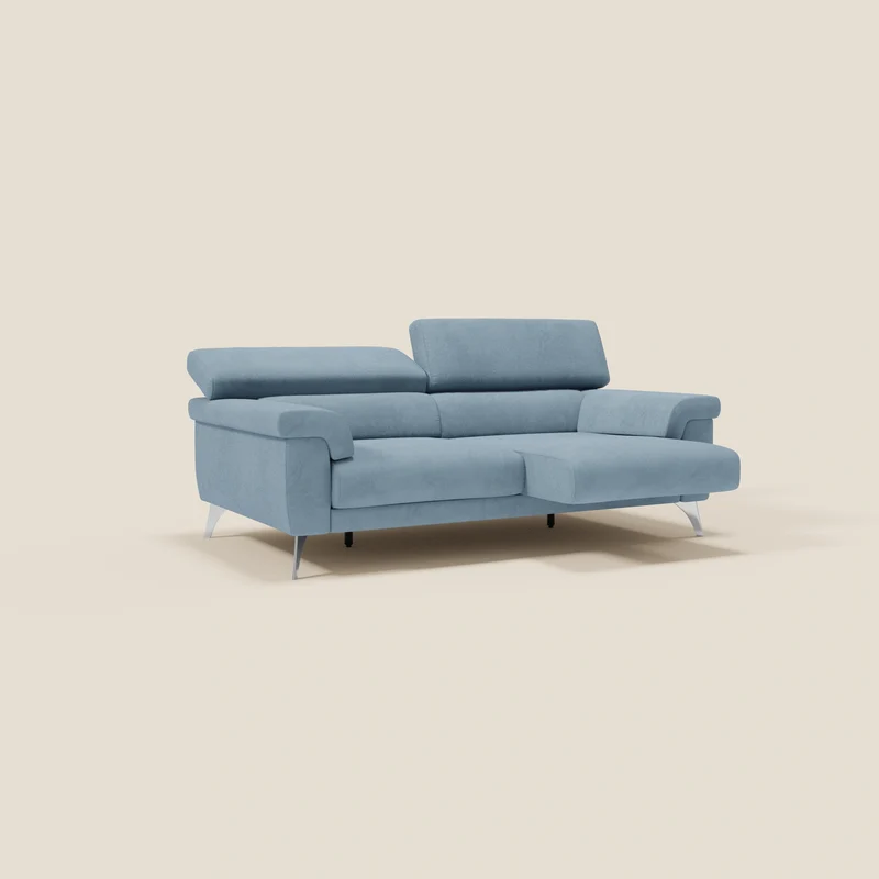 Raffaello Canapé avec assises coulissantes et têtières inclinables en microfibre détachable T11 bleu pastel