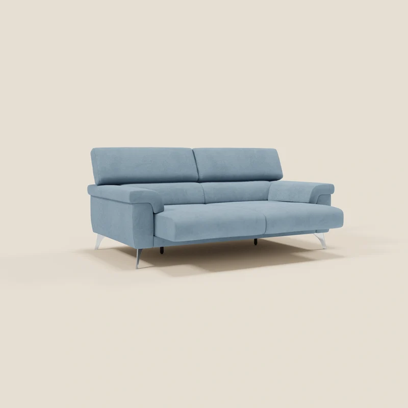 Raffaello Canapé avec assises coulissantes et têtières inclinables en microfibre détachable T11 bleu pastel