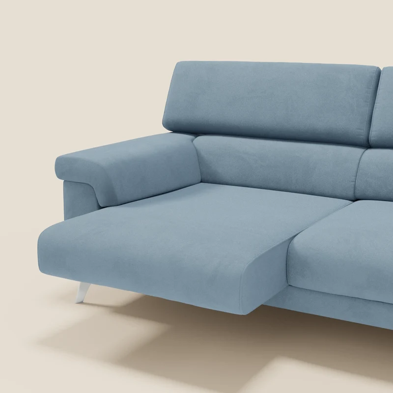 Raffaello Canapé avec assises coulissantes et têtières inclinables en microfibre détachable T11 bleu pastel