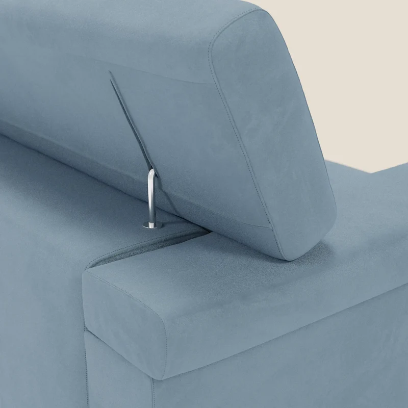 Raffaello Canapé avec assises coulissantes et têtières inclinables en microfibre détachable T11 bleu pastel