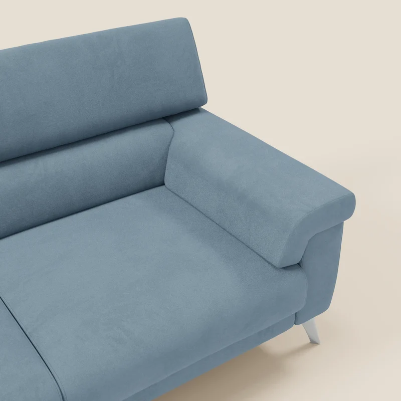 Raffaello Canapé avec assises coulissantes et têtières inclinables en microfibre détachable T11 bleu pastel