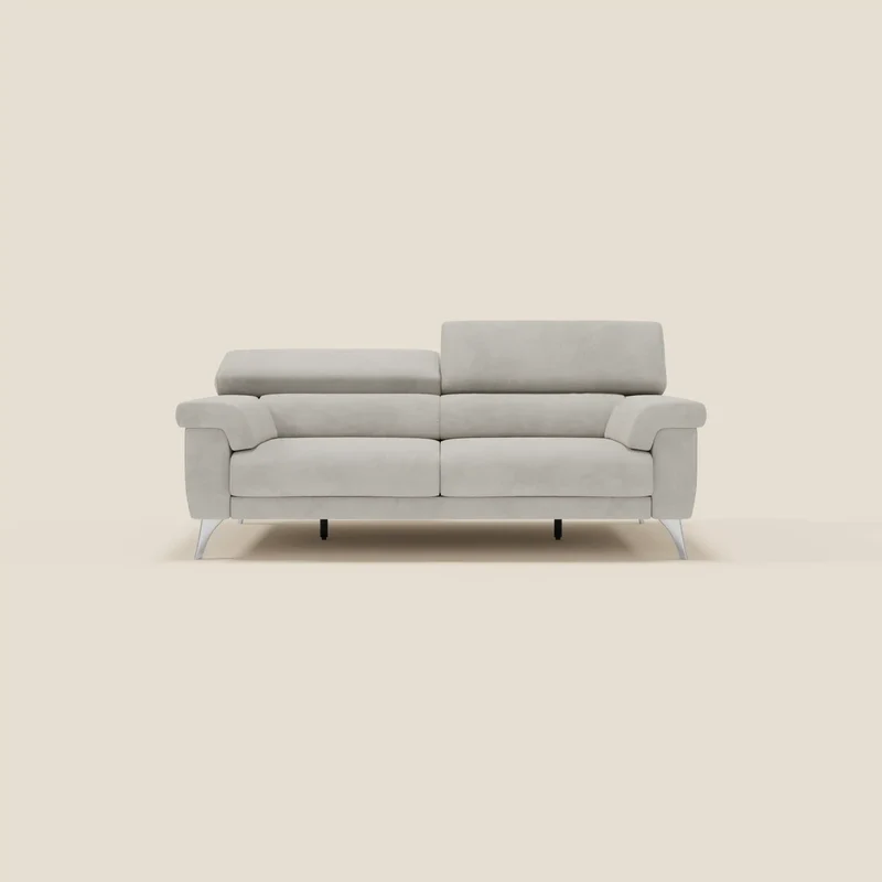 Raffaello Canapé avec assises coulissantes et têtières inclinables en microfibre détachable T11 crème