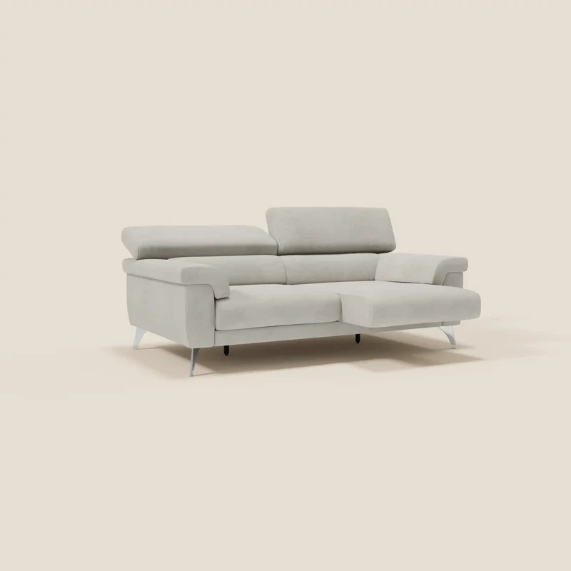 Raffaello Canapé avec assises coulissantes et têtières inclinables en microfibre détachable T11 crème