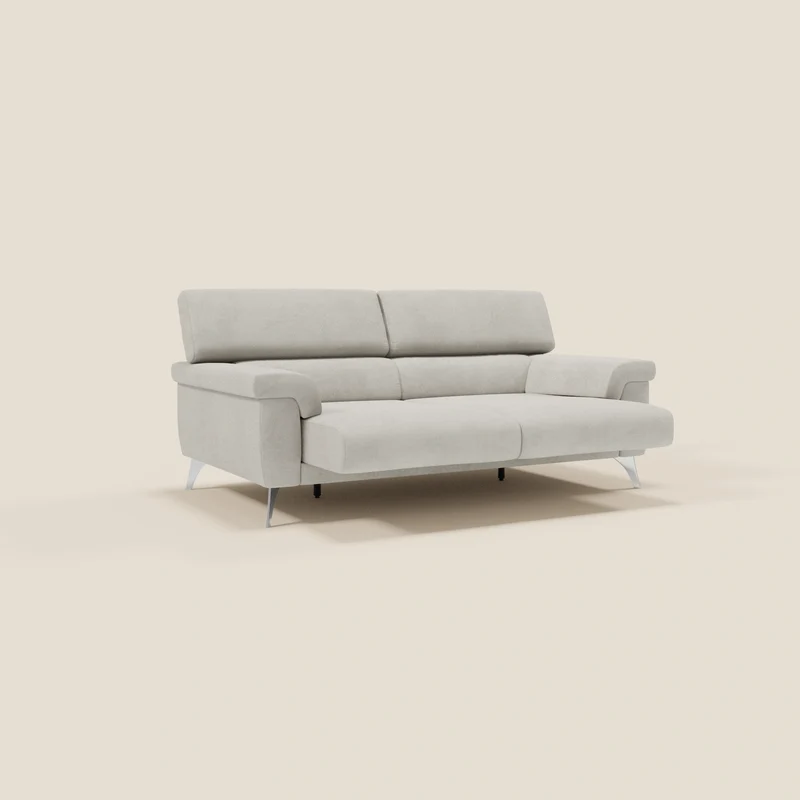 Raffaello Canapé avec assises coulissantes et têtières inclinables en microfibre détachable T11 crème
