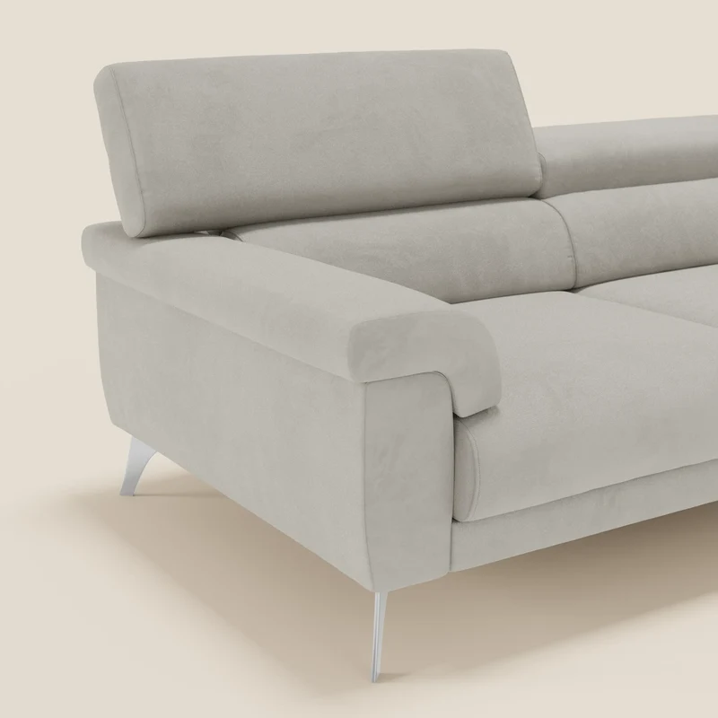 Raffaello Canapé avec assises coulissantes et têtières inclinables en microfibre détachable T11 crème